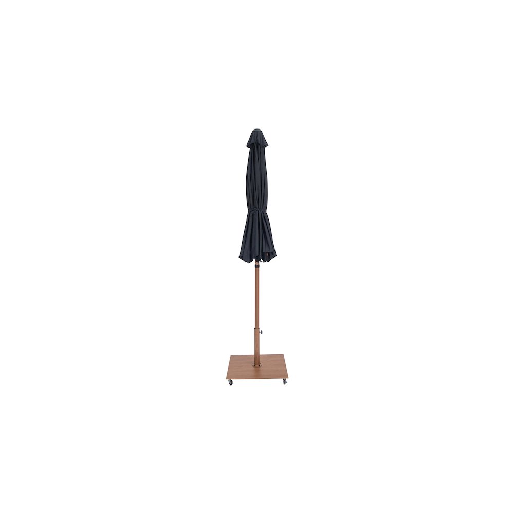 Amalfi Black With Cream Piping / Teak Metal Patio Umbrella with Base Sets. Picture 12
