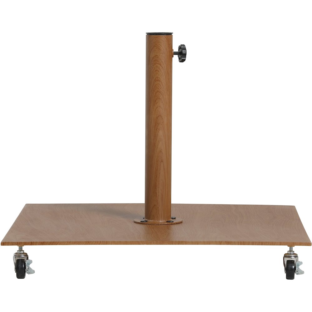 Amalfi Black With Cream Piping / Teak Metal Patio Umbrella with Base Sets. Picture 7