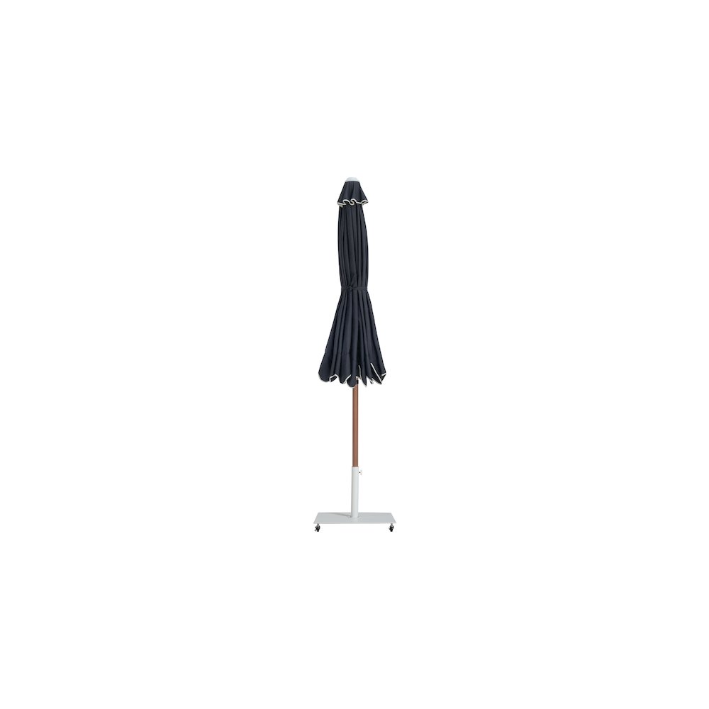 Amalfi Black With Cream Piping / Matte White Metal Patio Umbrella with Base Sets. Picture 12
