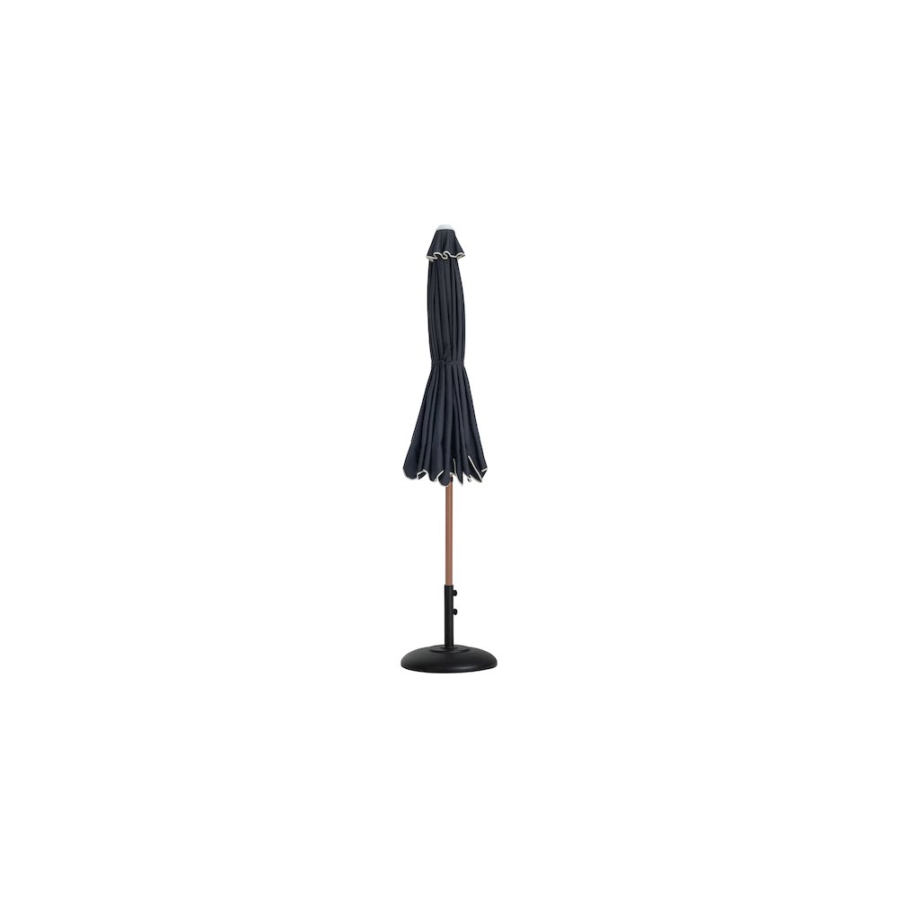 Amalfi Black With Cream Piping / Matte Black Metal Patio Umbrella with Base Sets. Picture 10