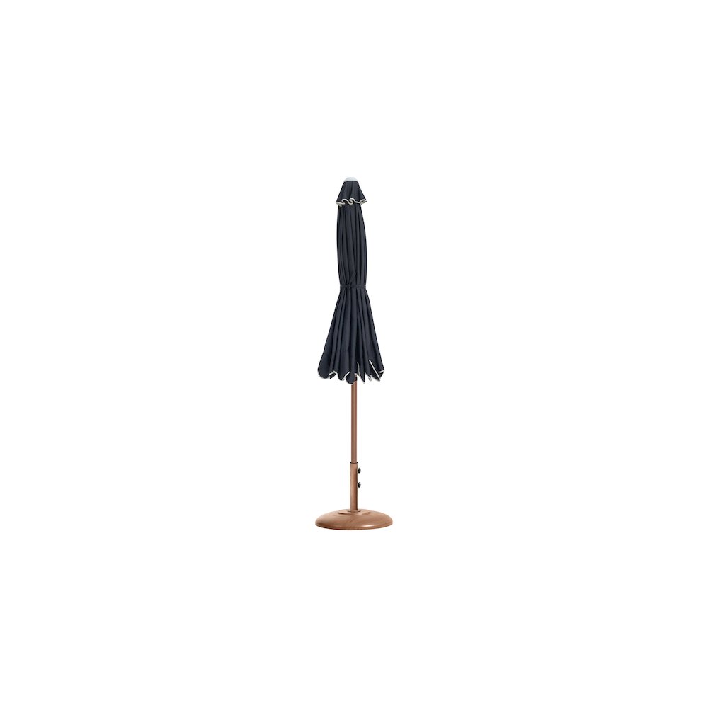 Amalfi Black With Cream Piping / Teak Metal Patio Umbrella with Base Sets. Picture 10