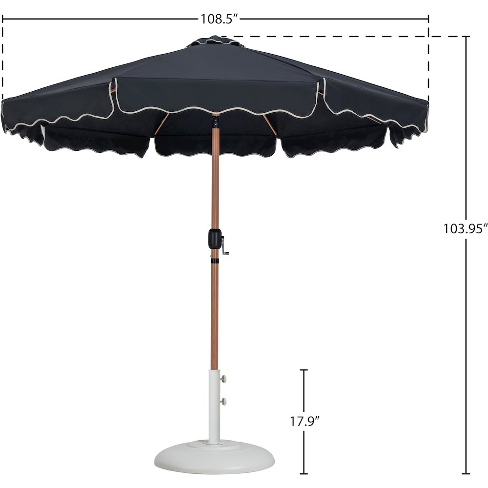 Amalfi Black With Cream Piping / Matte White Metal Patio Umbrella with Base Sets. Picture 15