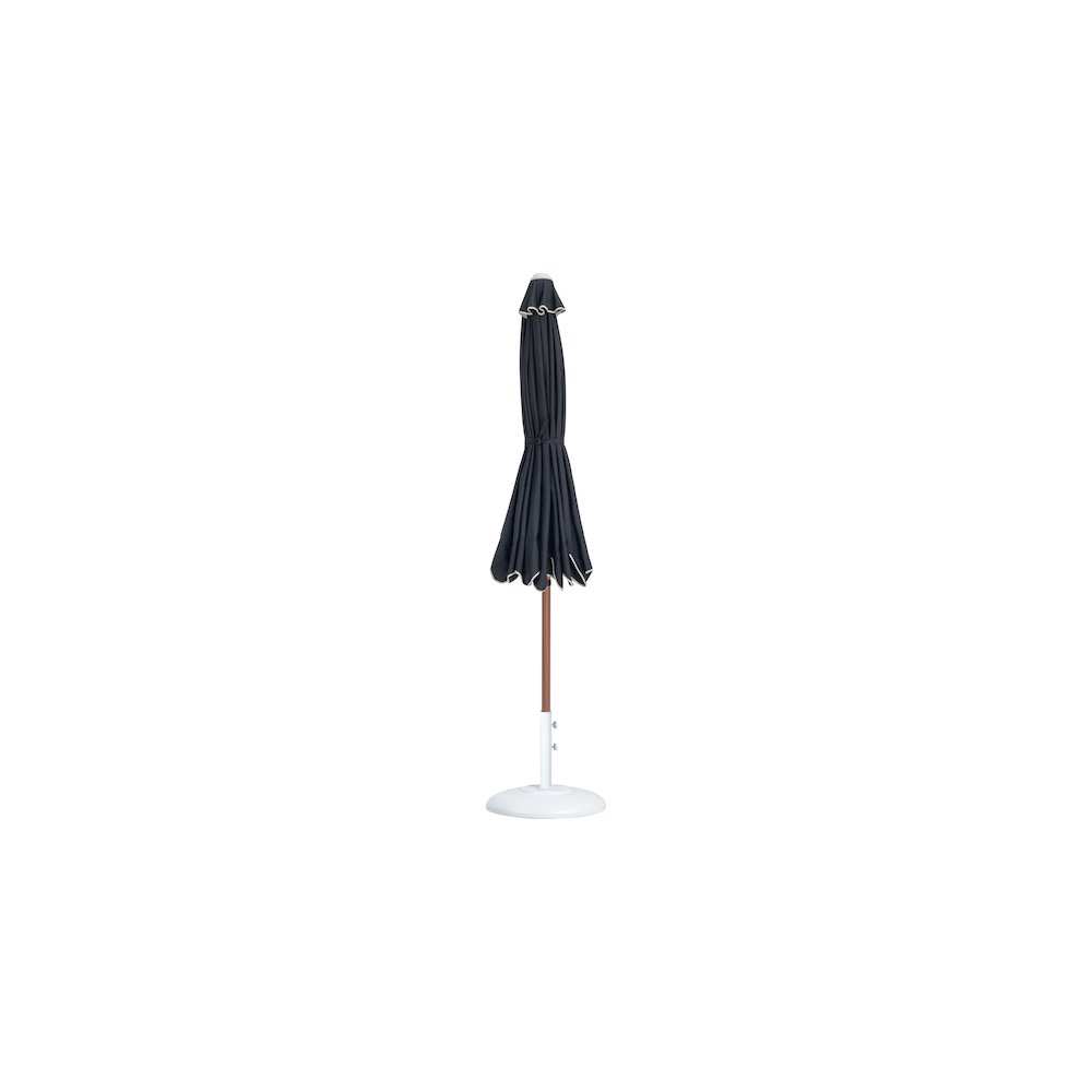Amalfi Black With Cream Piping / Matte White Metal Patio Umbrella with Base Sets. Picture 10