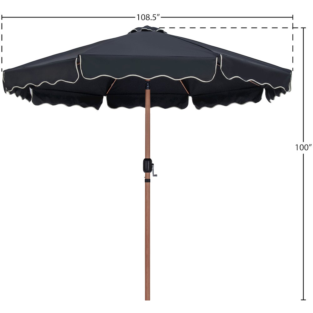Amalfi Black With Cream Piping Fabric Patio Umbrellas. Picture 9