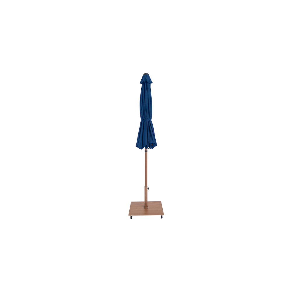 Amalfi Navy With Cream Piping / Teak Metal Patio Umbrella with Base Sets. Picture 12