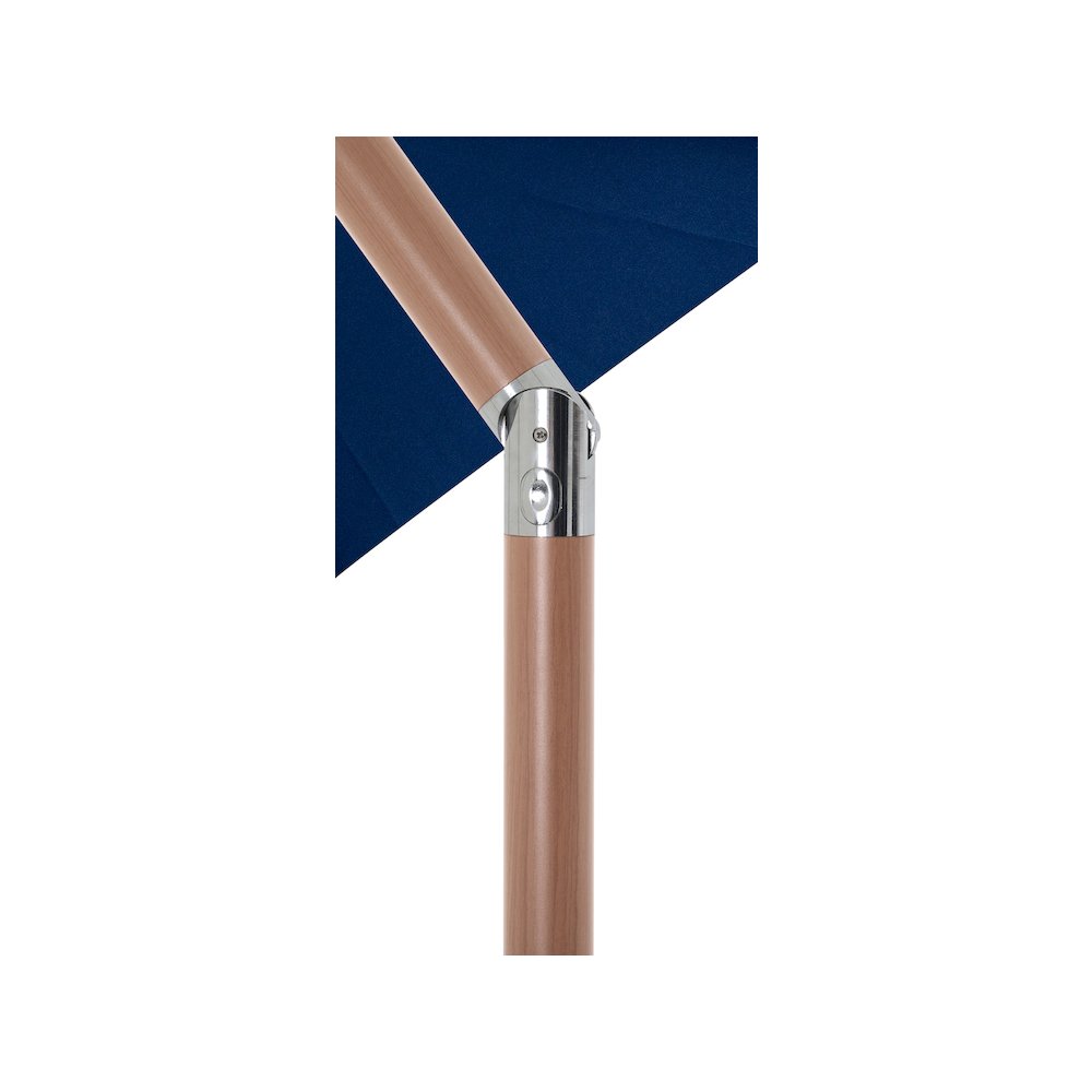 Amalfi Navy With Cream Piping / Matte White Metal Patio Umbrella with Base Sets. Picture 14