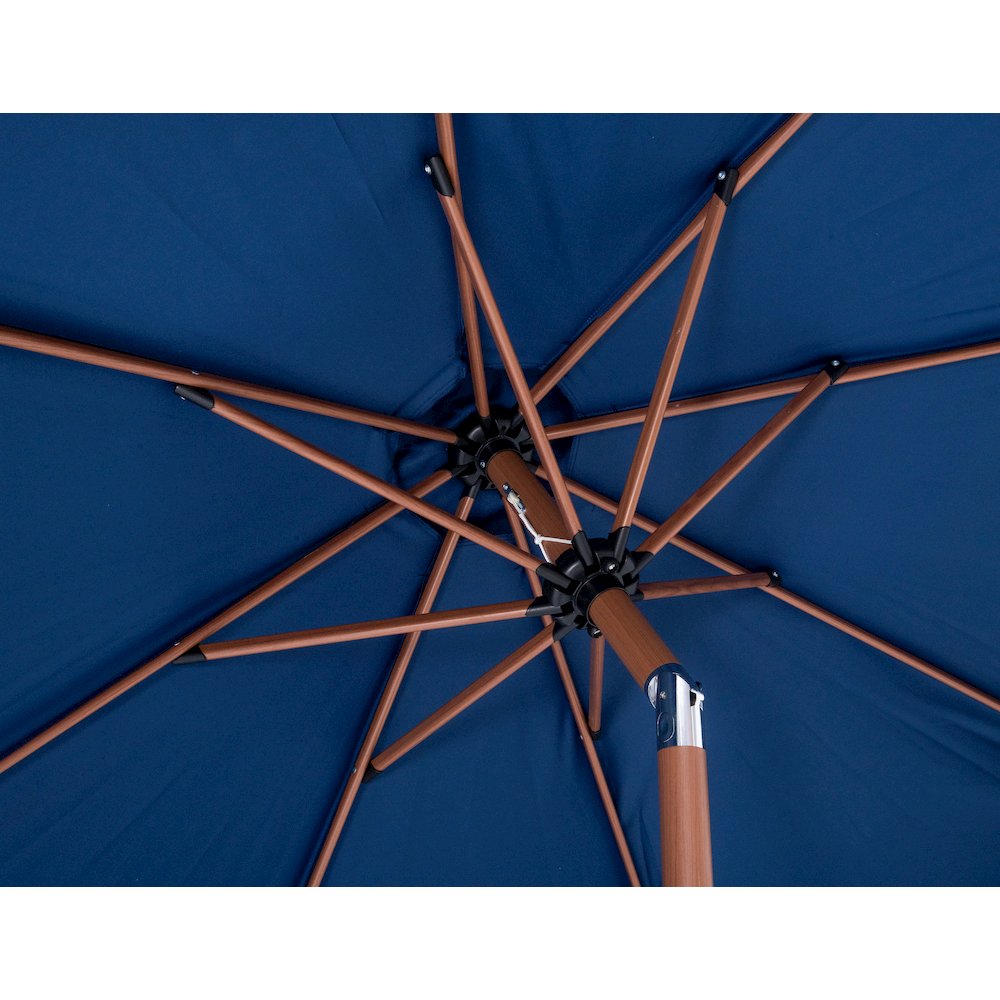 Amalfi Navy With Cream Piping / Matte White Metal Patio Umbrella with Base Sets. Picture 15