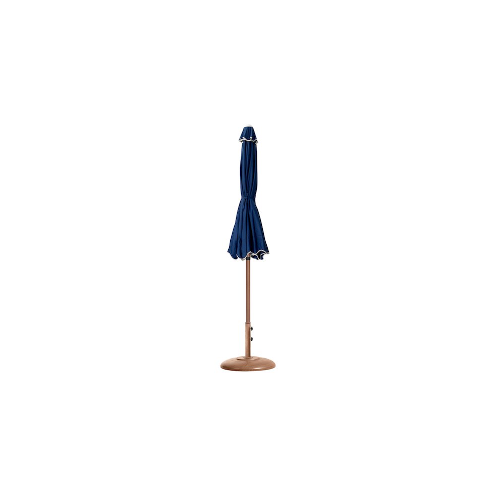 Amalfi Navy With Cream Piping / Teak Metal Patio Umbrella with Base Sets. Picture 10