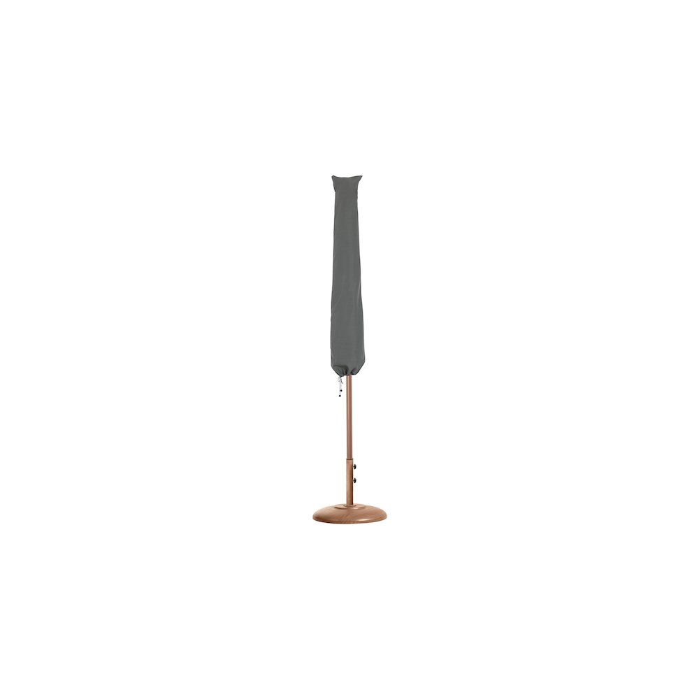 Amalfi Navy With Cream Piping / Teak Metal Patio Umbrella with Base Sets. Picture 11