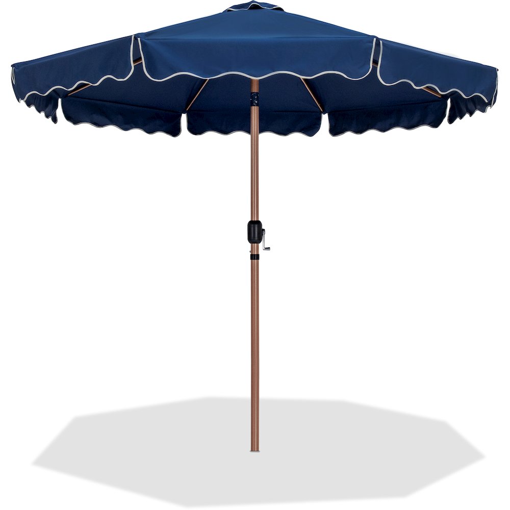 Amalfi Navy With Cream Piping Fabric Patio Umbrellas. Picture 1