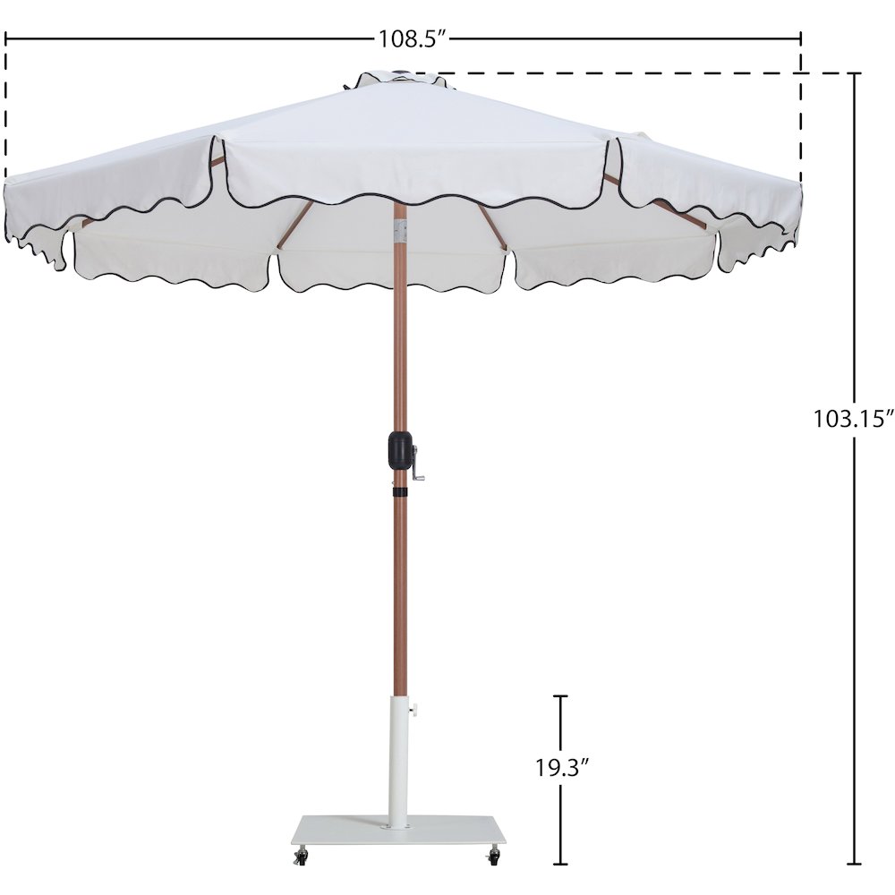 Amalfi White With Black Piping / Matte White Metal Patio Umbrella with Base Sets. Picture 17