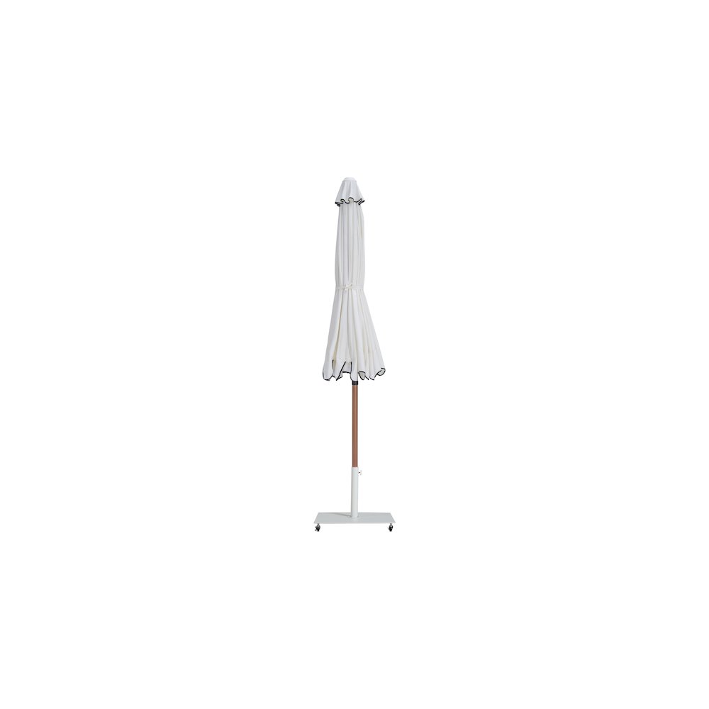 Amalfi White With Black Piping / Matte White Metal Patio Umbrella with Base Sets. Picture 12