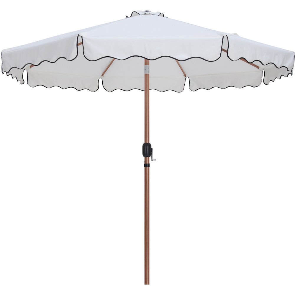 Amalfi White With Black Piping / Matte White Metal Patio Umbrella with Base Sets. Picture 2