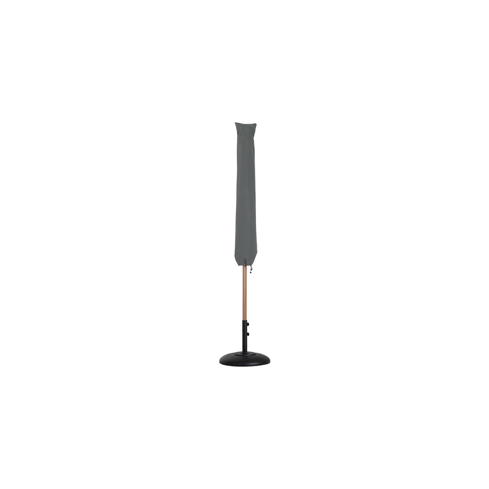 Amalfi White With Black Piping / Matte Black Metal Patio Umbrella with Base Sets. Picture 11