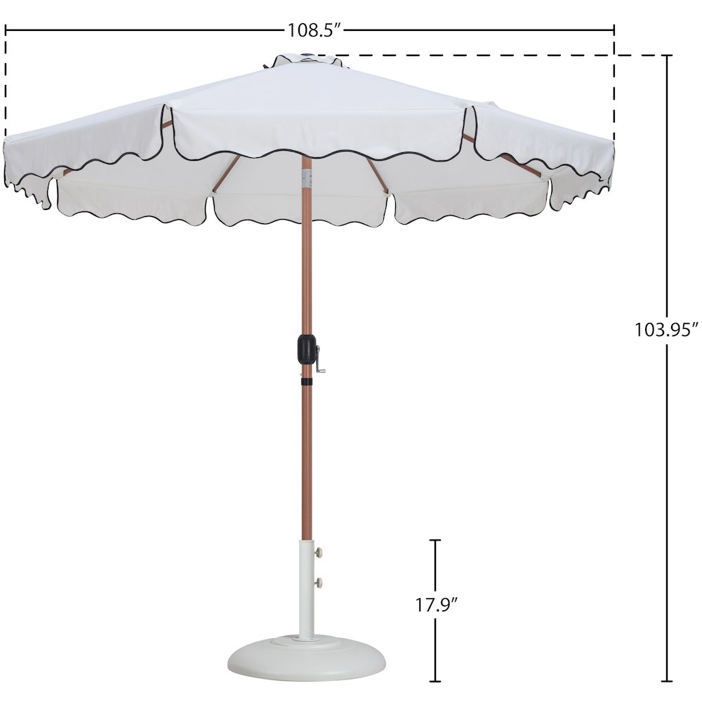 Amalfi White With Black Piping / Matte White Metal Patio Umbrella with Base Sets. Picture 15