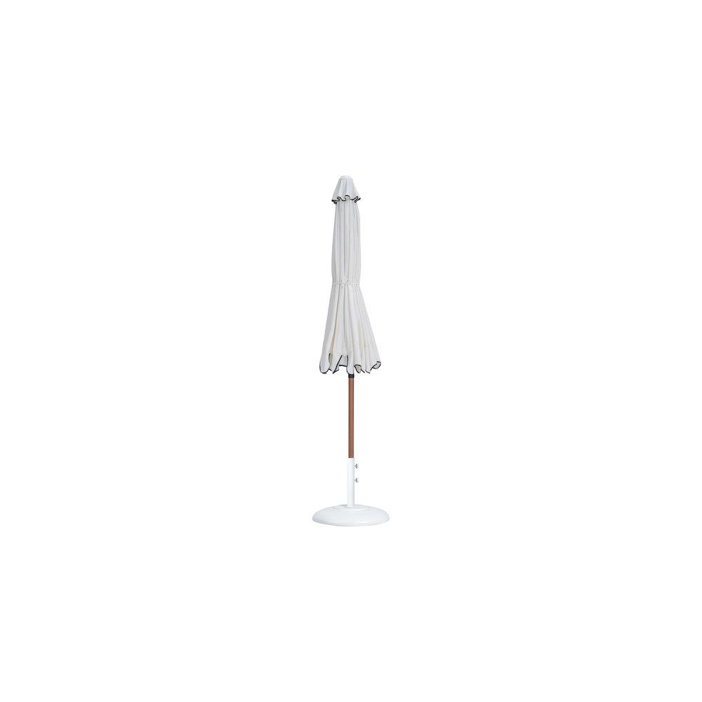 Amalfi White With Black Piping / Matte White Metal Patio Umbrella with Base Sets. Picture 10