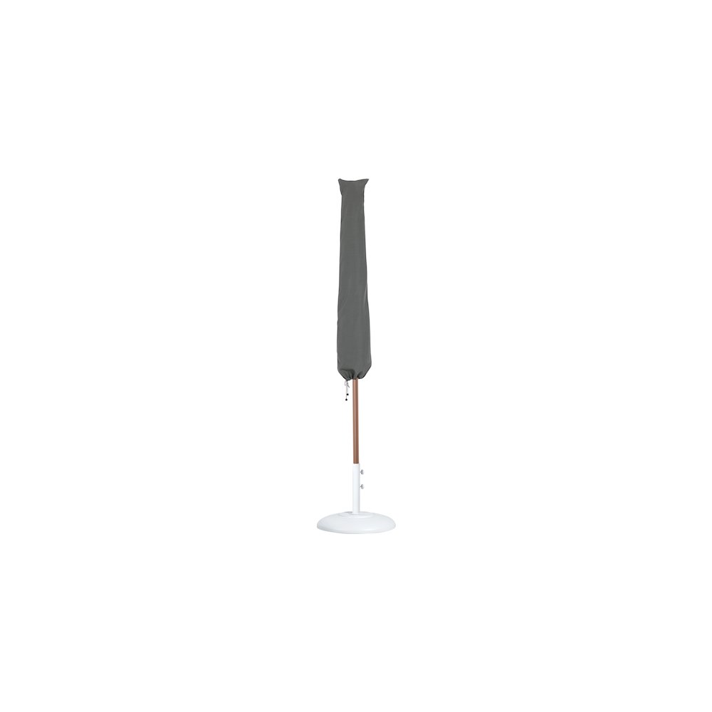 Amalfi White With Black Piping / Matte White Metal Patio Umbrella with Base Sets. Picture 11