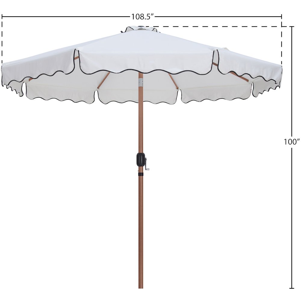 Amalfi White With Black Piping Fabric Patio Umbrellas. Picture 9