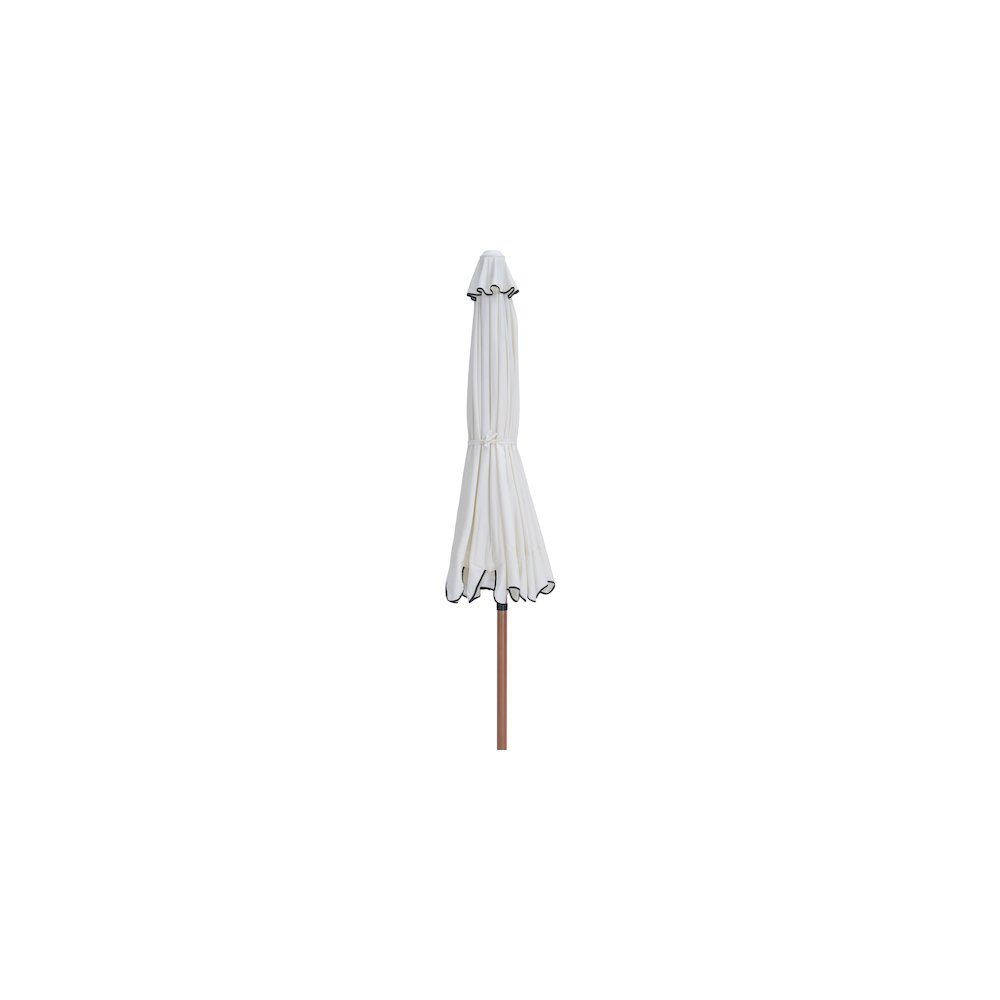 Amalfi White With Black Piping Fabric Patio Umbrellas. Picture 2