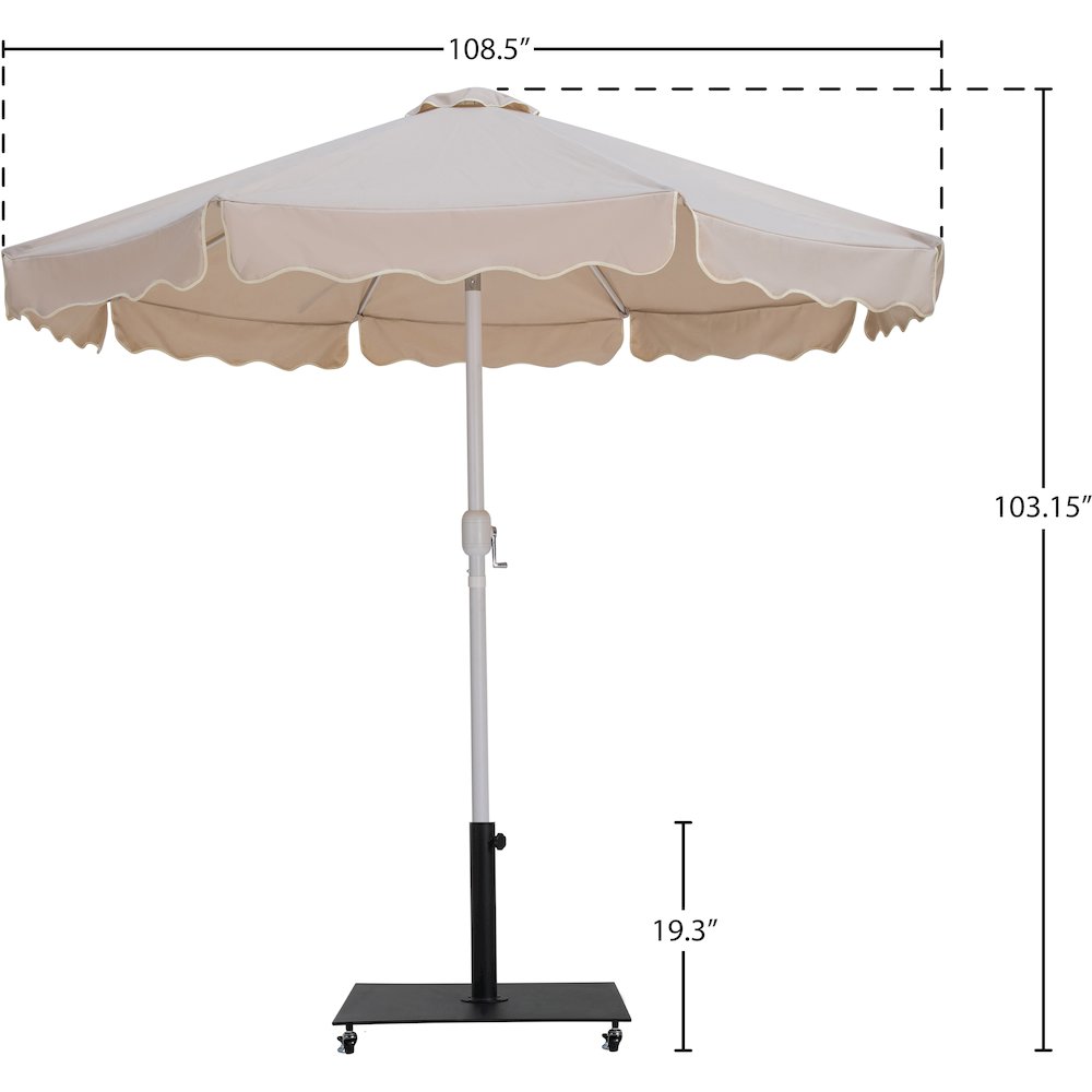 Amalfi Beige With Cream Piping / Matte Black Metal Patio Umbrella with Base Sets. Picture 17