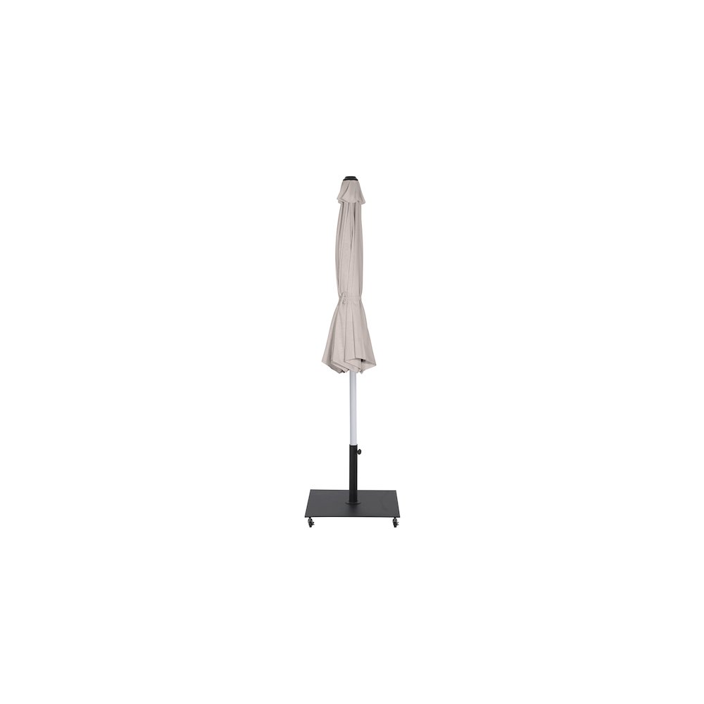 Amalfi Beige With Cream Piping / Matte Black Metal Patio Umbrella with Base Sets. Picture 12
