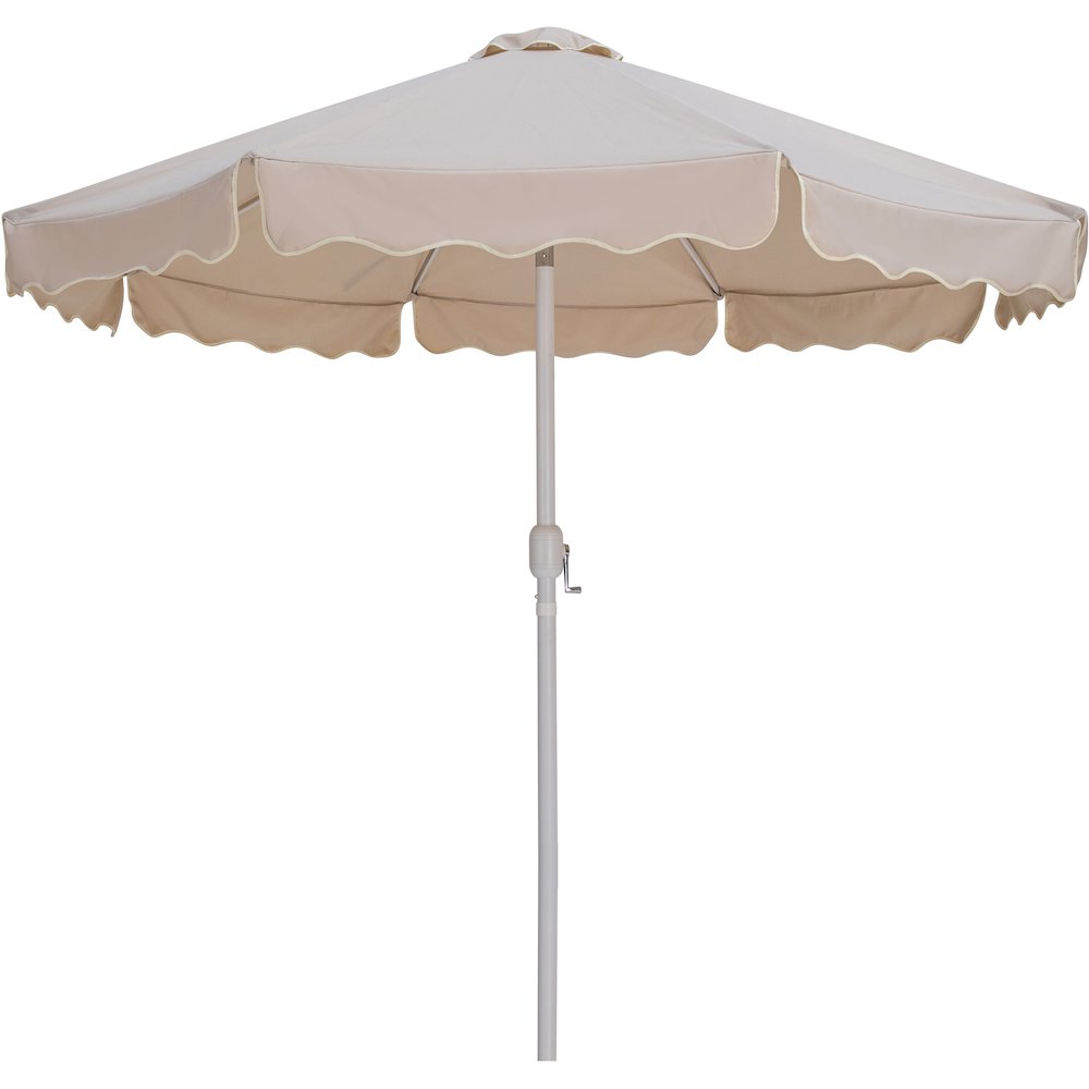 Amalfi Beige With Cream Piping / Matte Black Metal Patio Umbrella with Base Sets. Picture 2