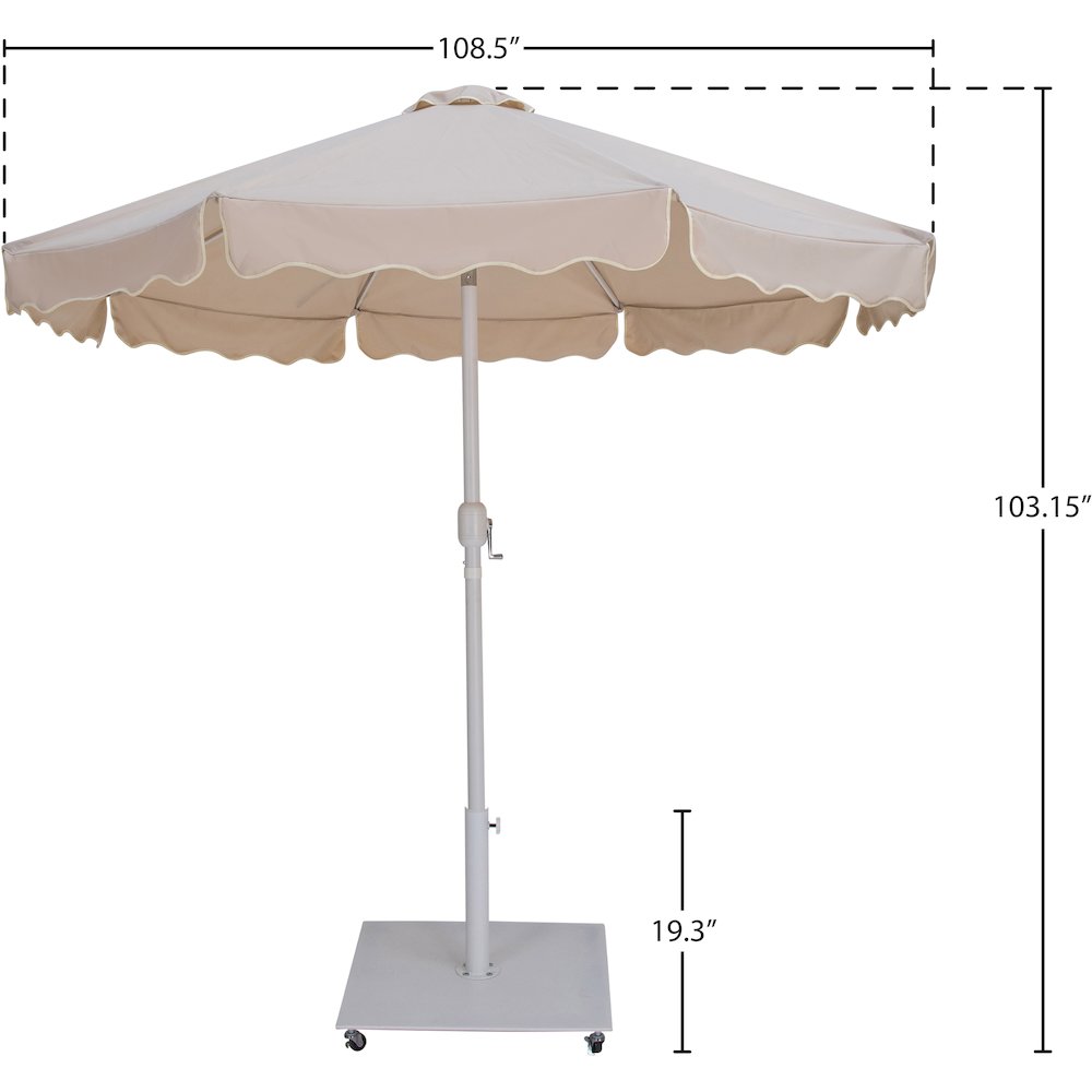 Amalfi Beige With Cream Piping / Matte White Metal Patio Umbrella with Base Sets. Picture 17