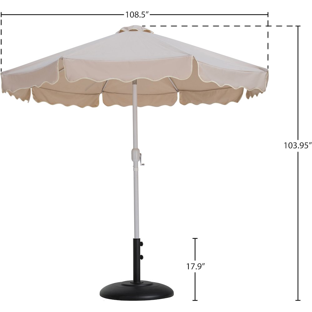 Amalfi Beige With Cream Piping / Matte Black Metal Patio Umbrella with Base Sets. Picture 15