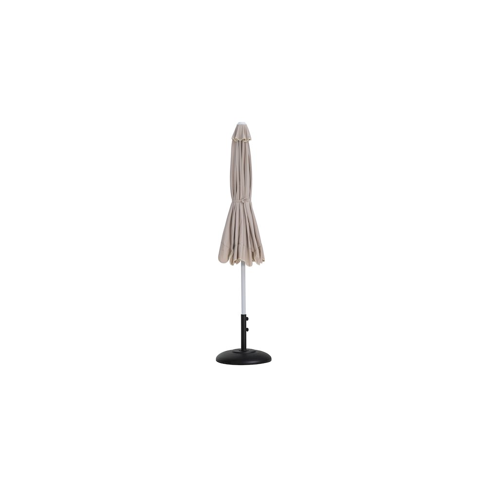 Amalfi Beige With Cream Piping / Matte Black Metal Patio Umbrella with Base Sets. Picture 10