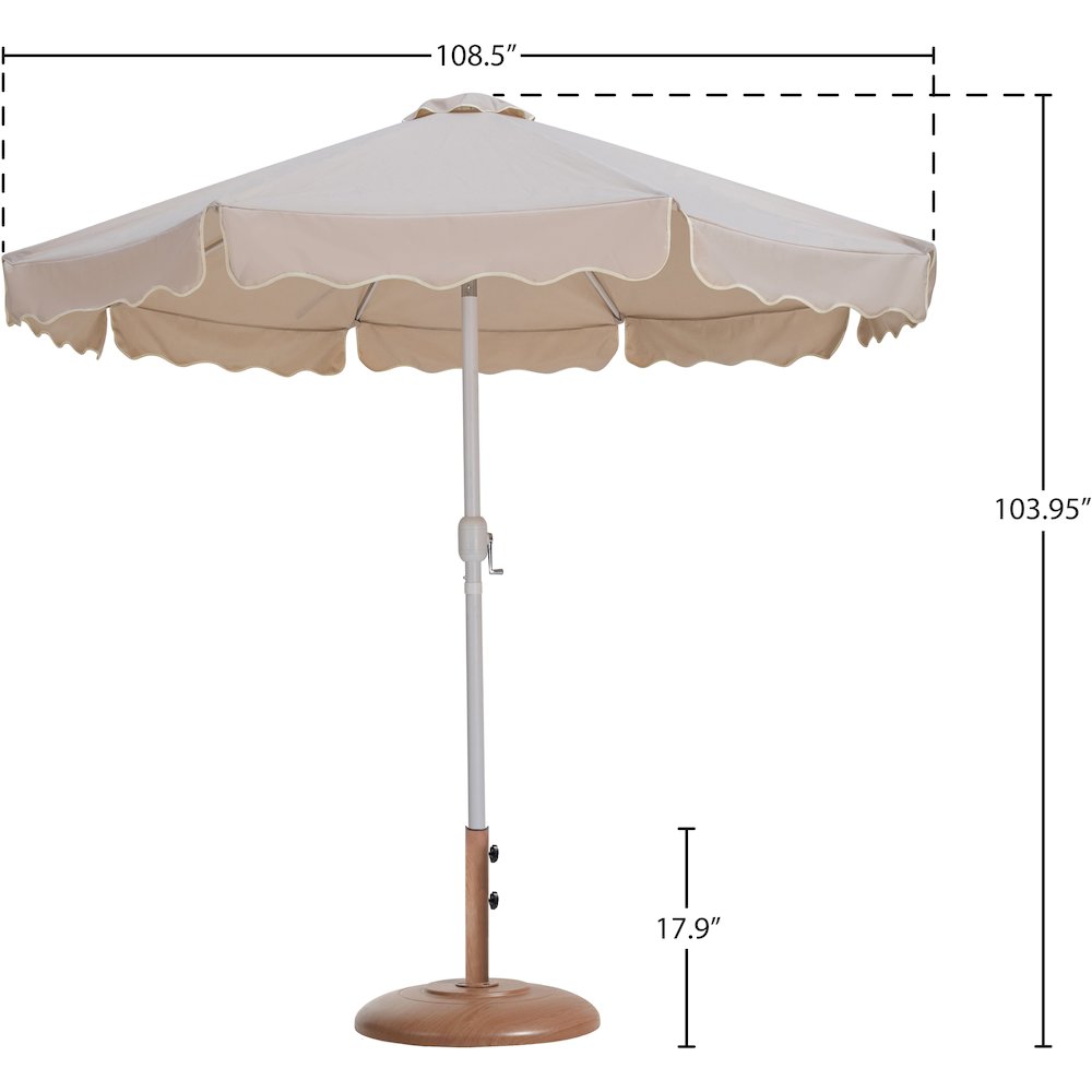 Amalfi Beige With Cream Piping / Teak Metal Patio Umbrella with Base Sets. Picture 15