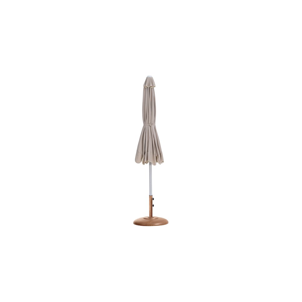 Amalfi Beige With Cream Piping / Teak Metal Patio Umbrella with Base Sets. Picture 10