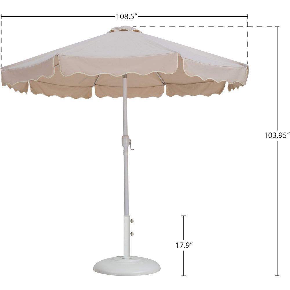 Amalfi Beige With Cream Piping / Matte White Metal Patio Umbrella with Base Sets. Picture 15