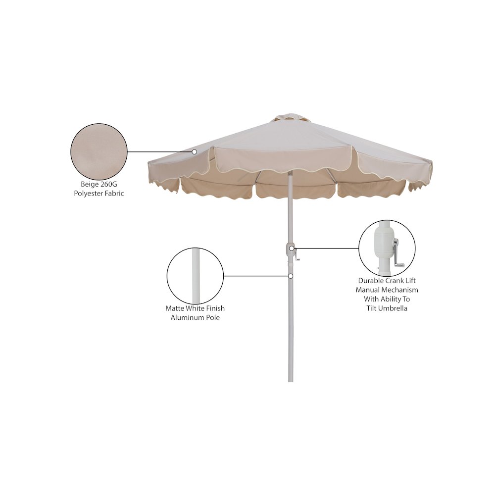 Amalfi Beige With Cream Piping Fabric Patio Umbrellas. Picture 10