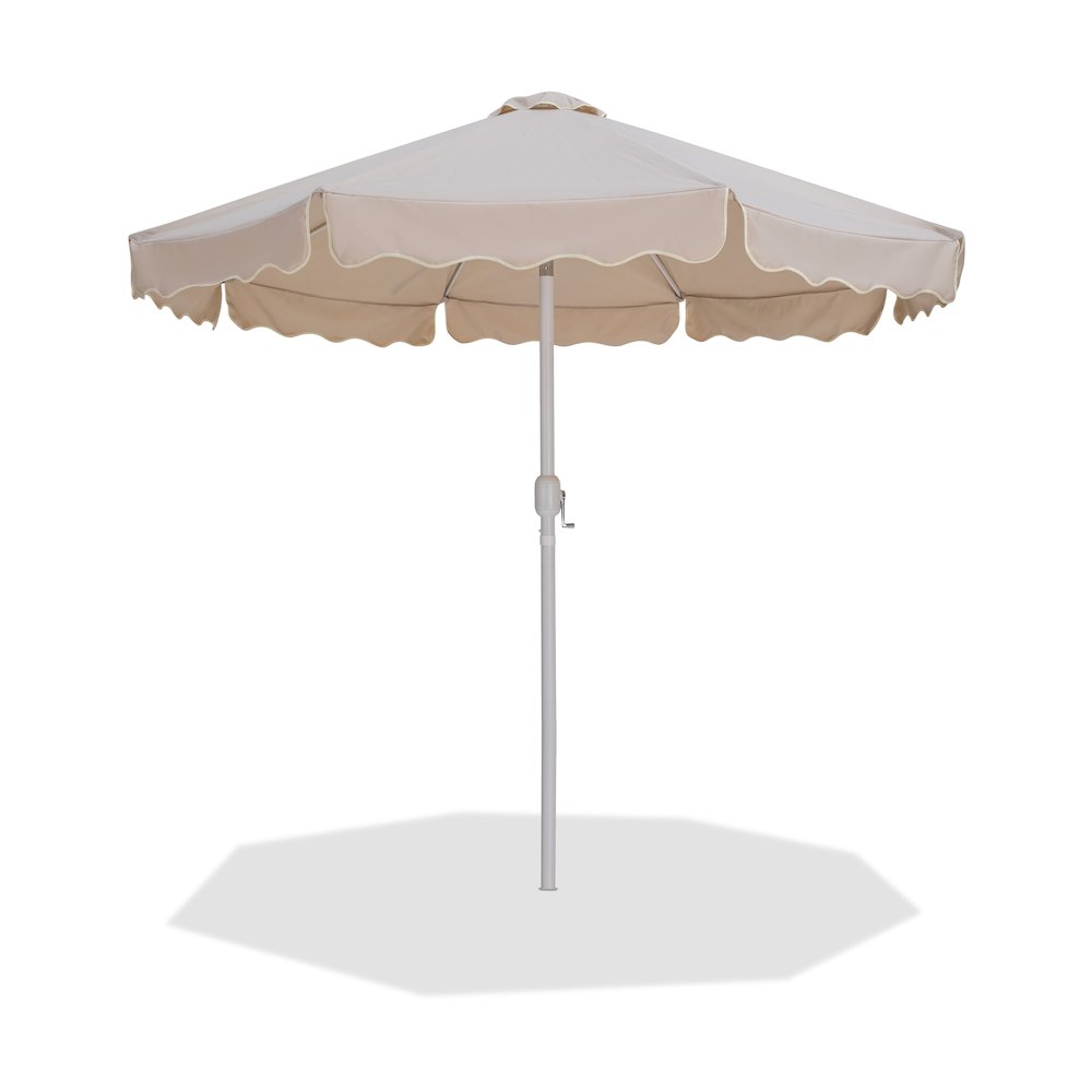 Amalfi Beige With Cream Piping Fabric Patio Umbrellas. Picture 1