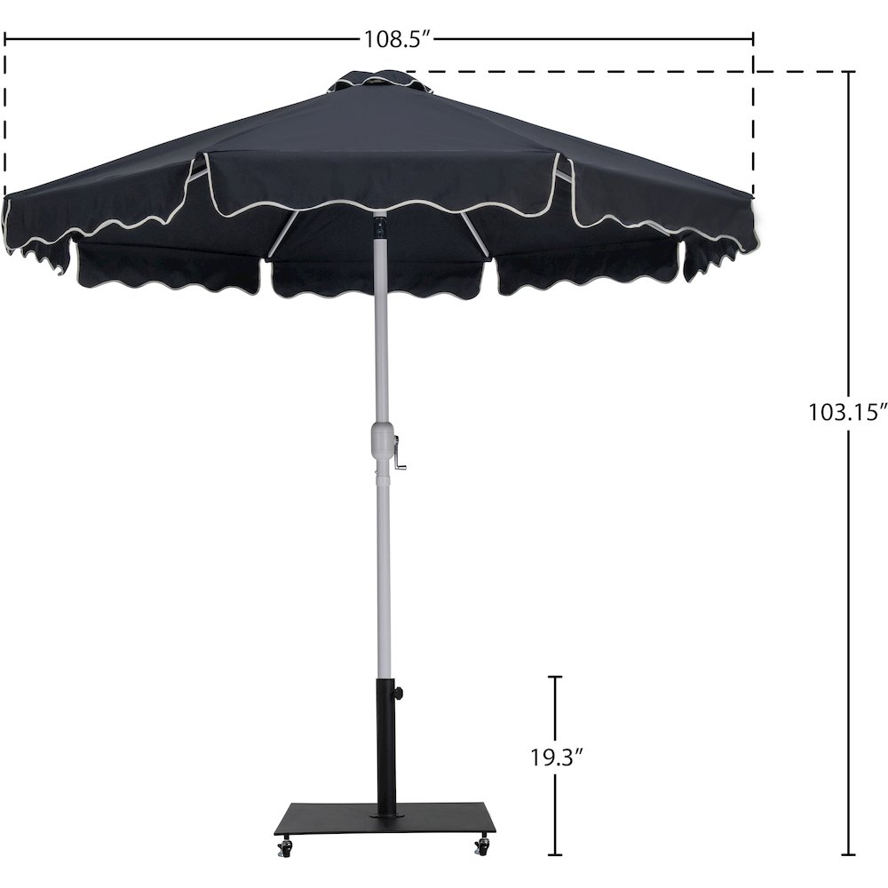 Amalfi Black With Cream Piping / Matte Black Metal Patio Umbrella with Base Sets. Picture 17