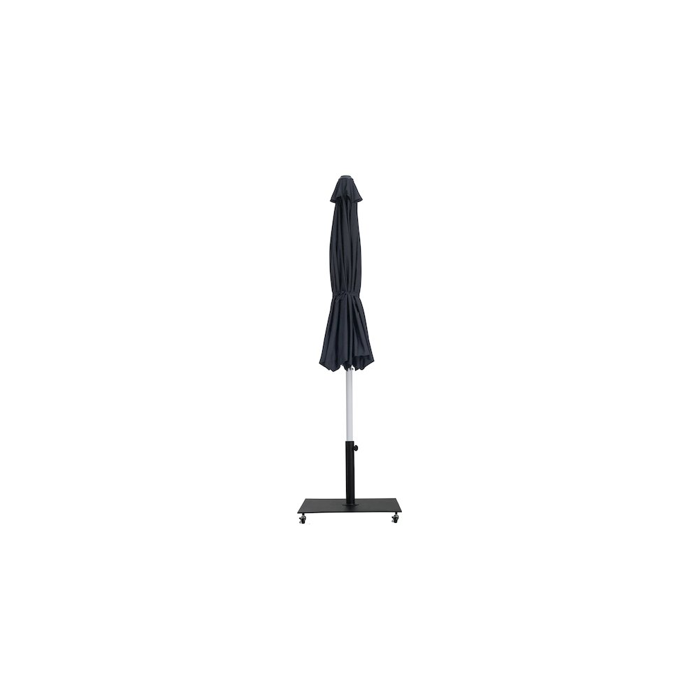 Amalfi Black With Cream Piping / Matte Black Metal Patio Umbrella with Base Sets. Picture 12