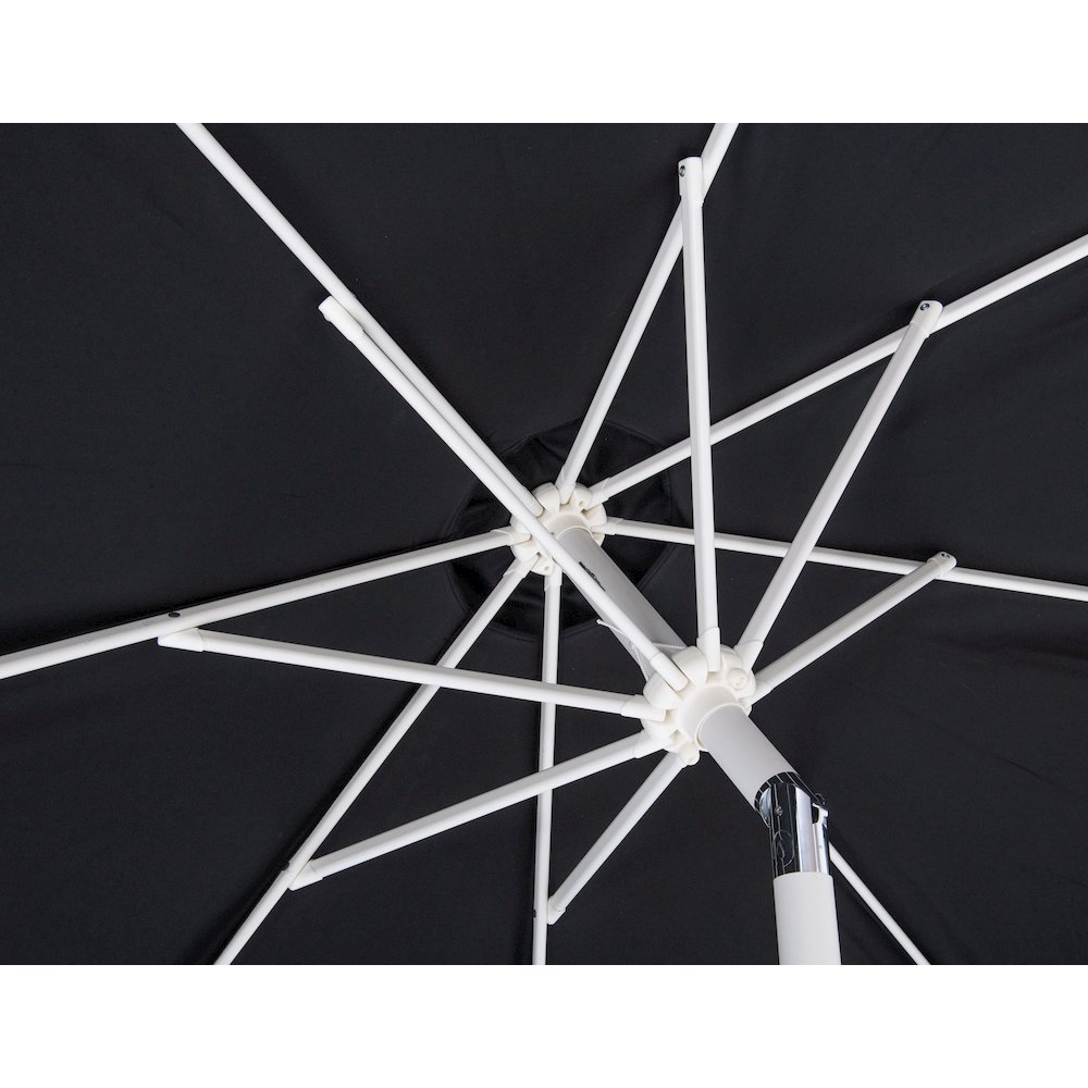Amalfi Black With Cream Piping / Matte Black Metal Patio Umbrella with Base Sets. Picture 15