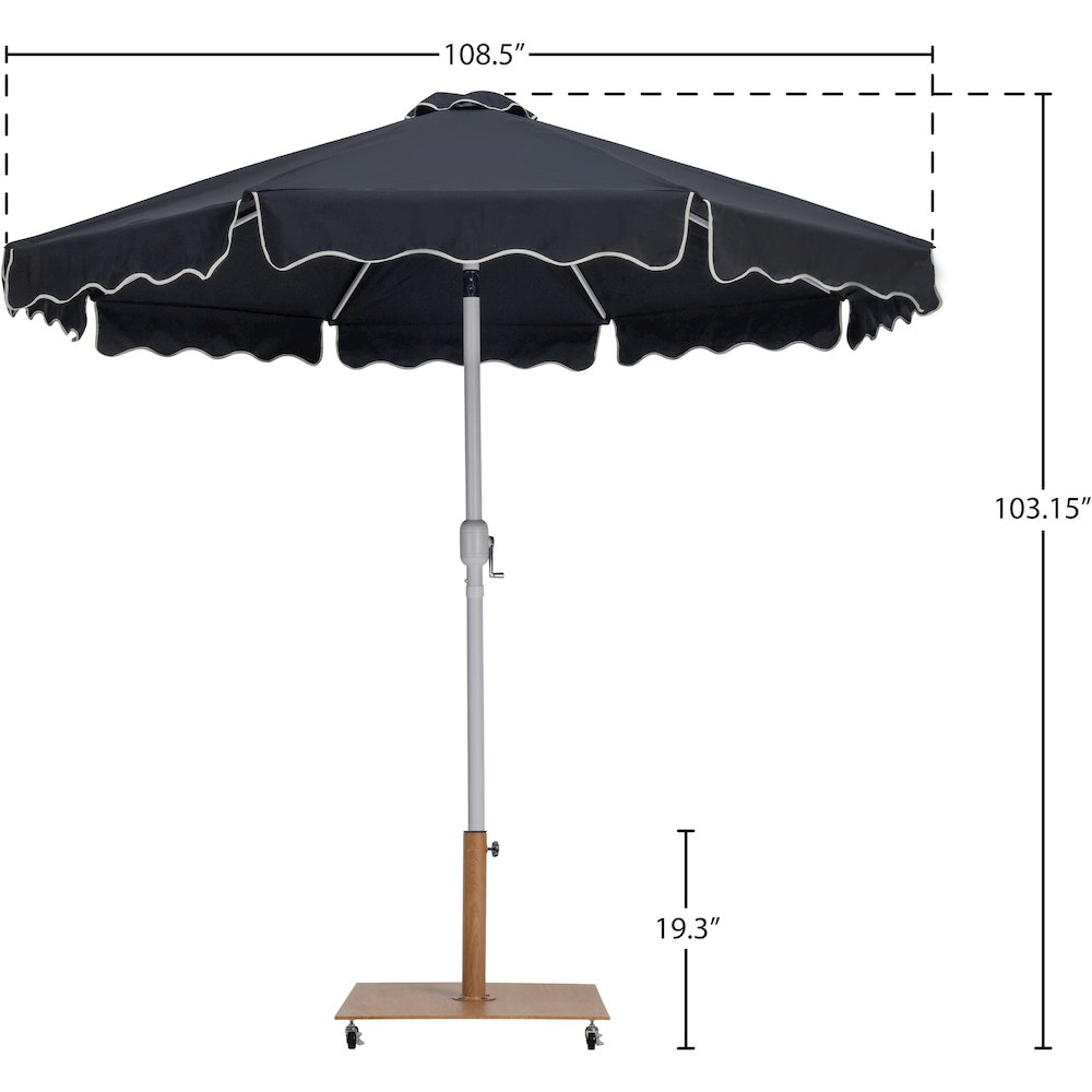 Amalfi Black With Cream Piping / Teak Metal Patio Umbrella with Base Sets. Picture 17