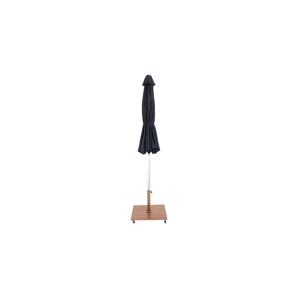 Amalfi Black With Cream Piping / Teak Metal Patio Umbrella with Base Sets. Picture 12