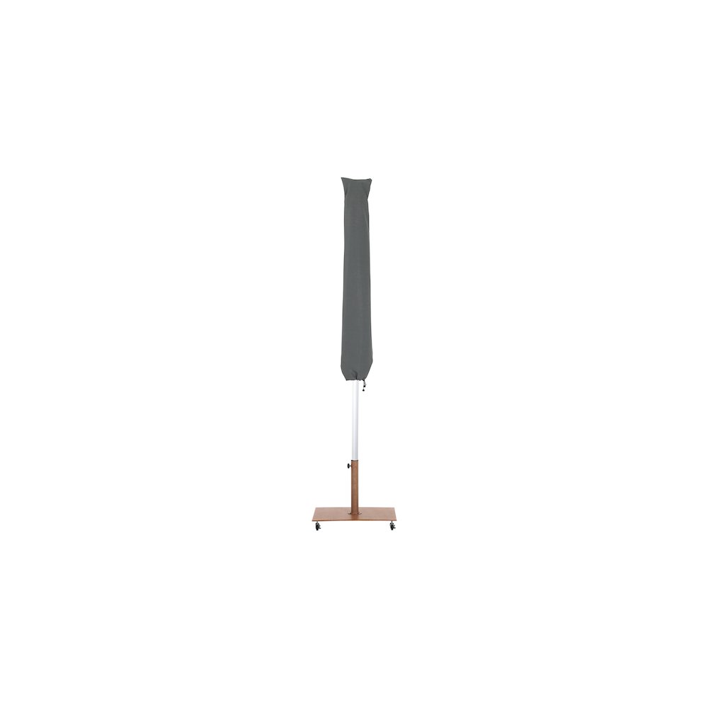 Amalfi Black With Cream Piping / Teak Metal Patio Umbrella with Base Sets. Picture 13