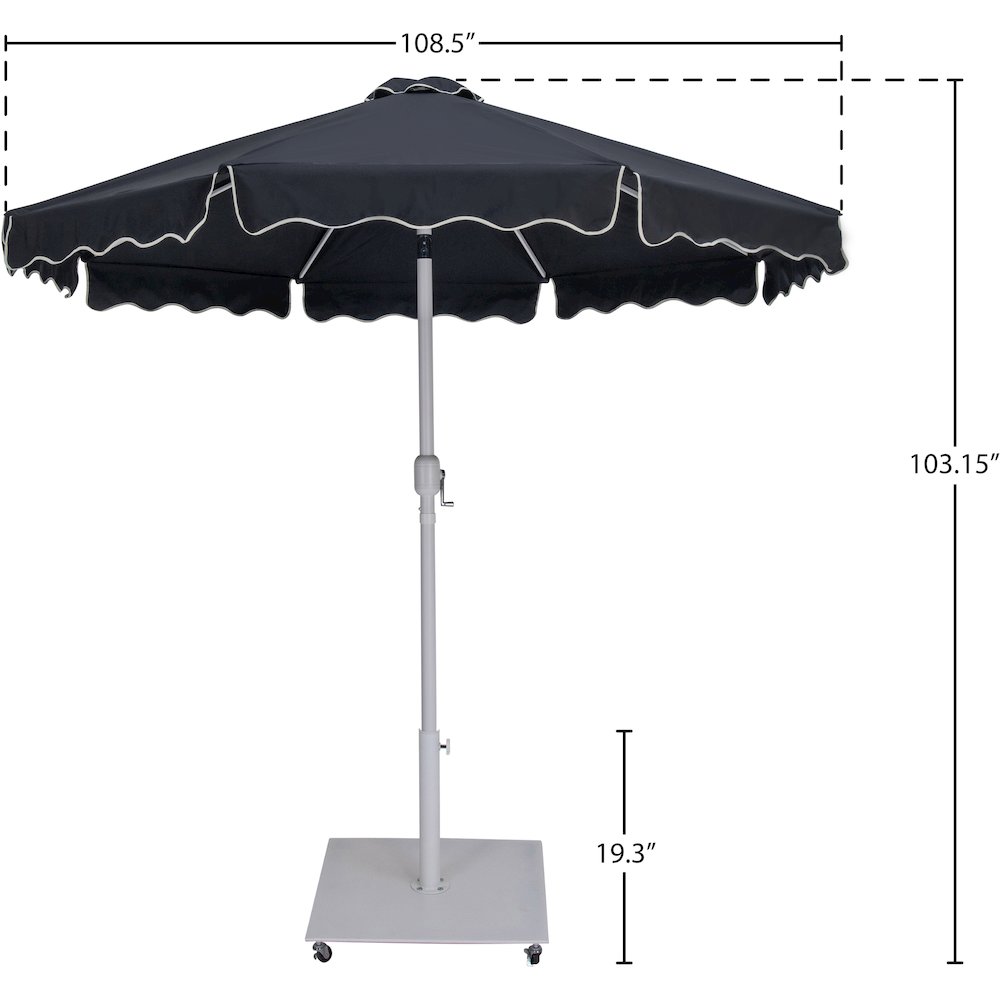 Amalfi Black With Cream Piping / Matte White Metal Patio Umbrella with Base Sets. Picture 17
