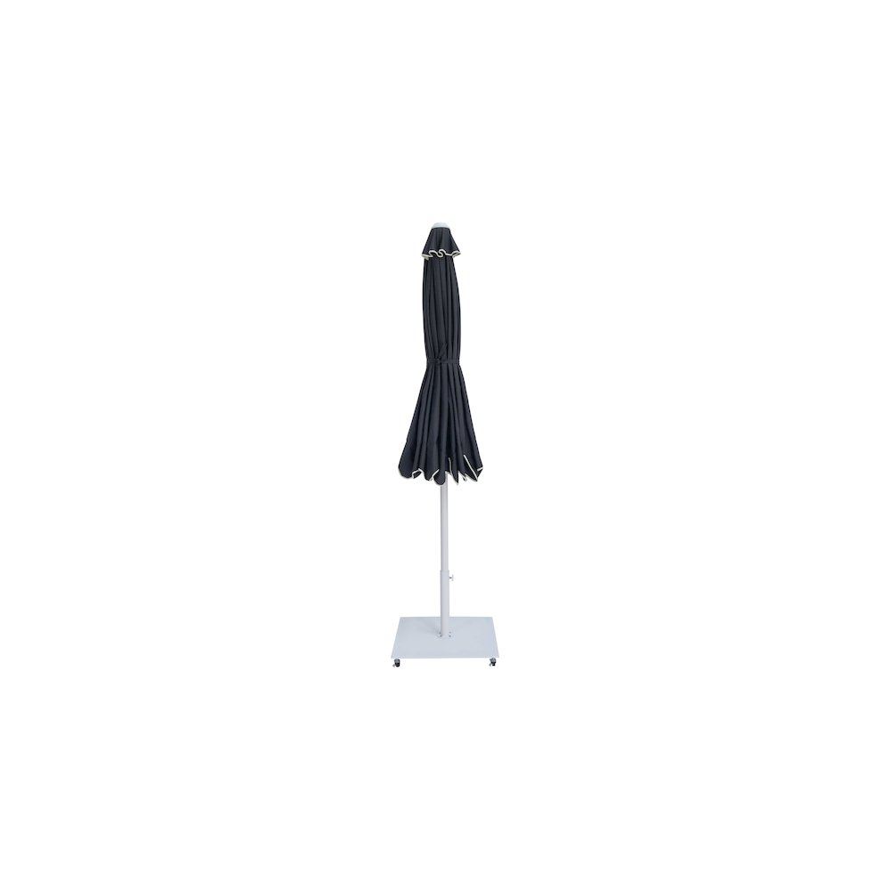 Amalfi Black With Cream Piping / Matte White Metal Patio Umbrella with Base Sets. Picture 12