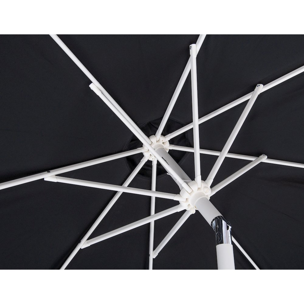 Amalfi Black With Cream Piping / Matte White Metal Patio Umbrella with Base Sets. Picture 15