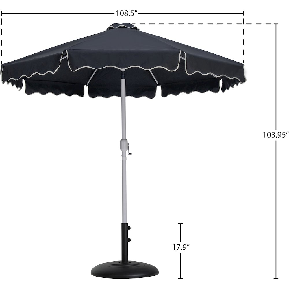 Amalfi Black With Cream Piping / Matte Black Metal Patio Umbrella with Base Sets. Picture 15