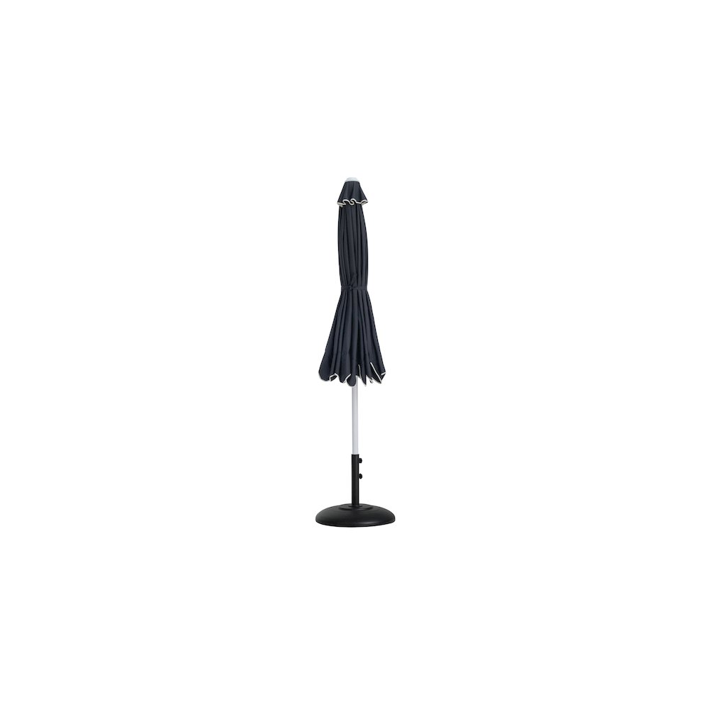 Amalfi Black With Cream Piping / Matte Black Metal Patio Umbrella with Base Sets. Picture 10