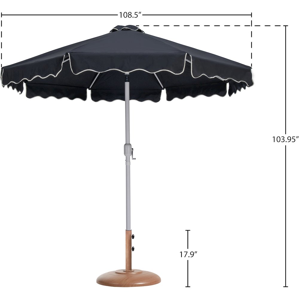 Amalfi Black With Cream Piping / Teak Metal Patio Umbrella with Base Sets. Picture 15
