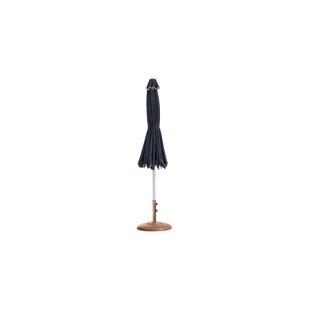 Amalfi Black With Cream Piping / Teak Metal Patio Umbrella with Base Sets. Picture 10