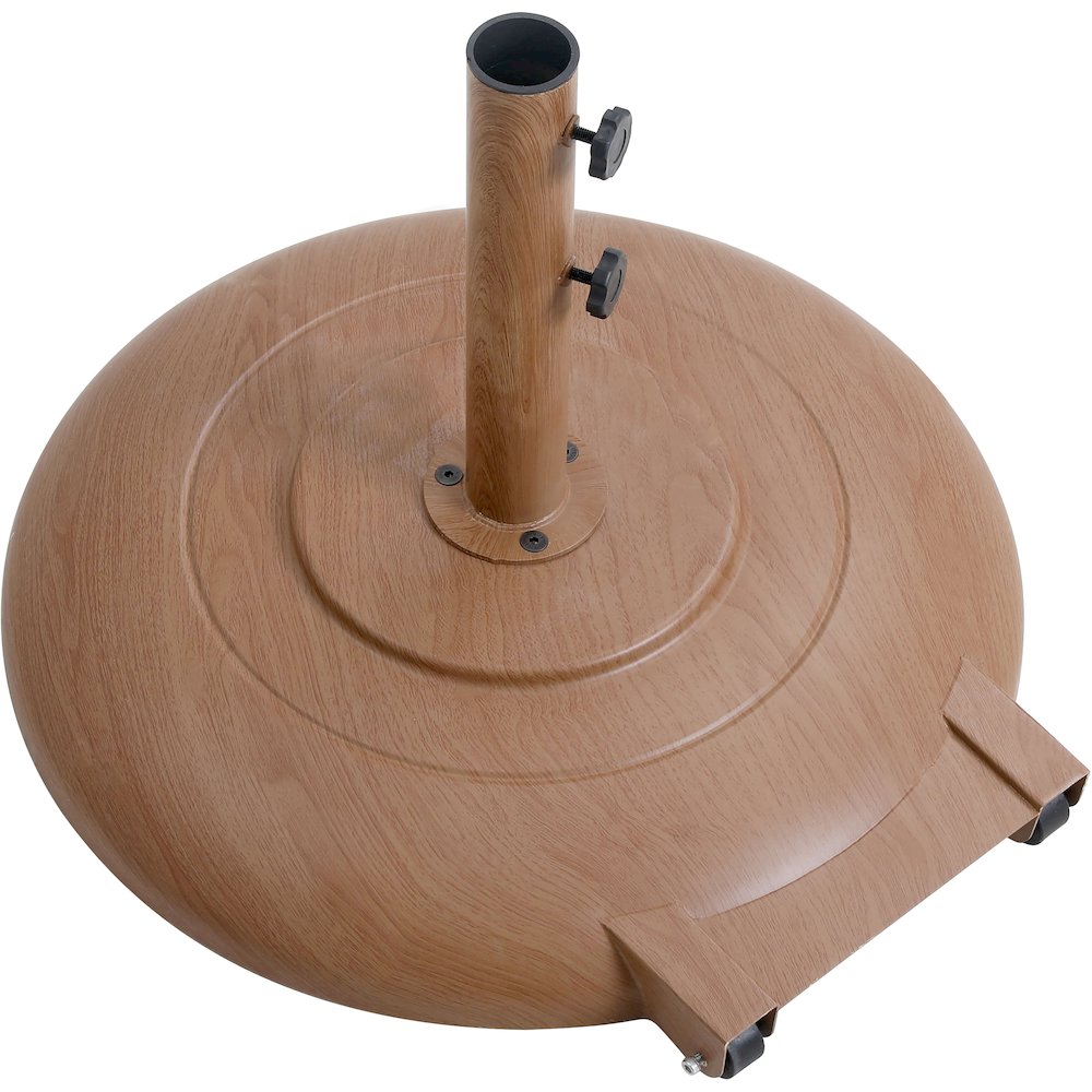 Amalfi Black With Cream Piping / Teak Metal Patio Umbrella with Base Sets. Picture 7