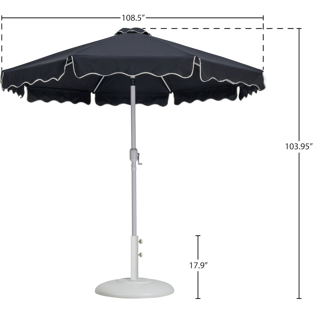 Amalfi Black With Cream Piping / Matte White Metal Patio Umbrella with Base Sets. Picture 15