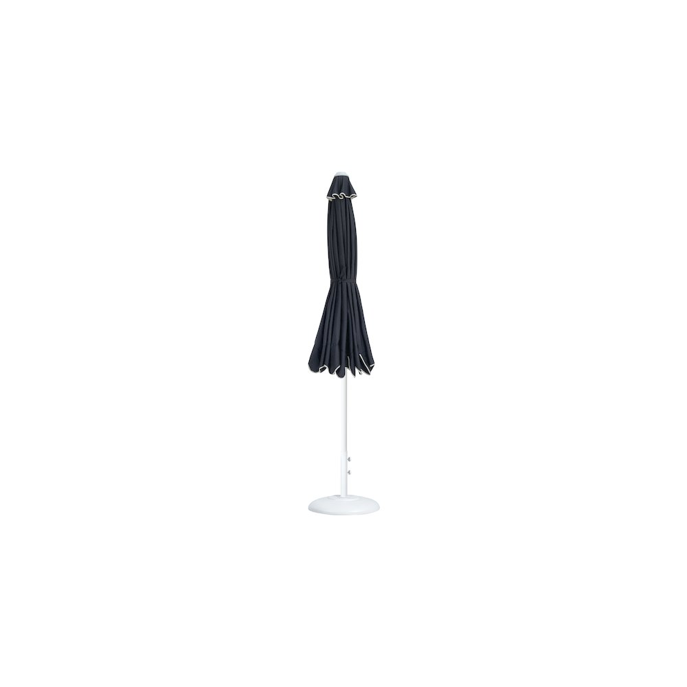 Amalfi Black With Cream Piping / Matte White Metal Patio Umbrella with Base Sets. Picture 10